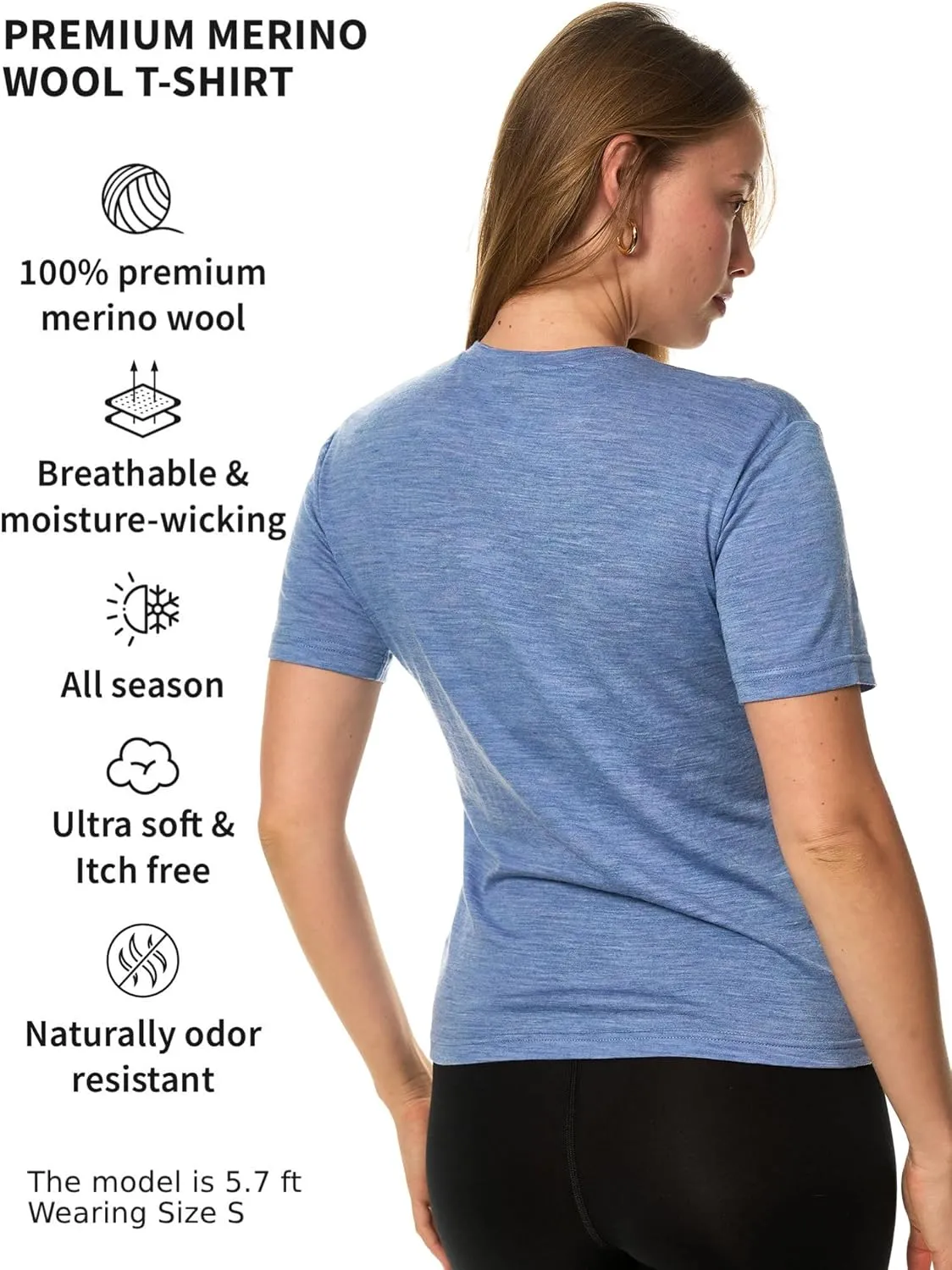 Merino.tech Merino Wool Shirt Women - 100% Merino Wool Base Layer Women Short Sleeve Tee