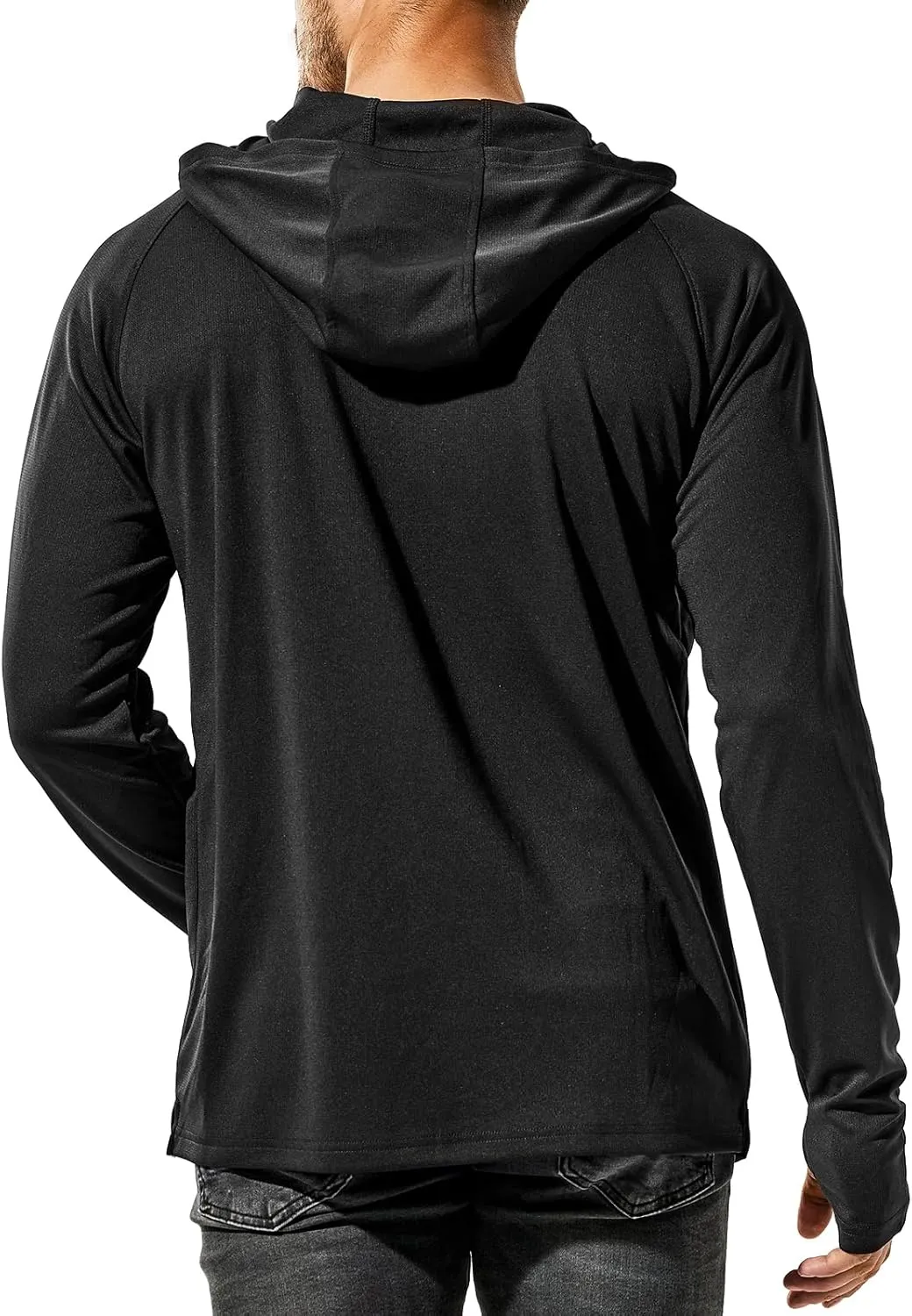 MIER Men's UPF 50  Sun Protection Hoodie Long Sleeve SPF Fishing Hiking Running Thumbhole Shirts Hooded Quick Dry Lightweight