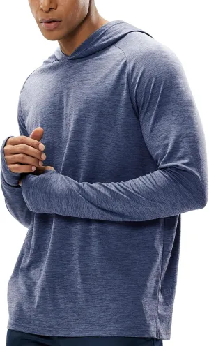 MIER Men's UPF 50  Sun Protection Hoodie Long Sleeve SPF Fishing Hiking Running Thumbhole Shirts Hooded Quick Dry Lightweight