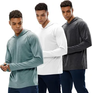 MIER Men's UPF 50  Sun Protection Hoodie Long Sleeve SPF Fishing Hiking Running Thumbhole Shirts Hooded Quick Dry Lightweight