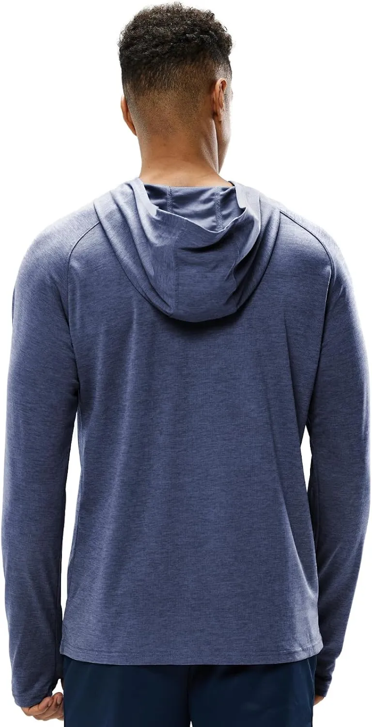 MIER Men's UPF 50  Sun Protection Hoodie Long Sleeve SPF Fishing Hiking Running Thumbhole Shirts Hooded Quick Dry Lightweight