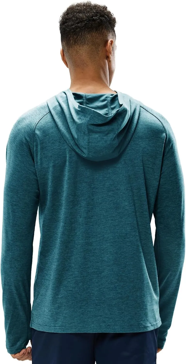 MIER Men's UPF 50  Sun Protection Hoodie Long Sleeve SPF Fishing Hiking Running Thumbhole Shirts Hooded Quick Dry Lightweight