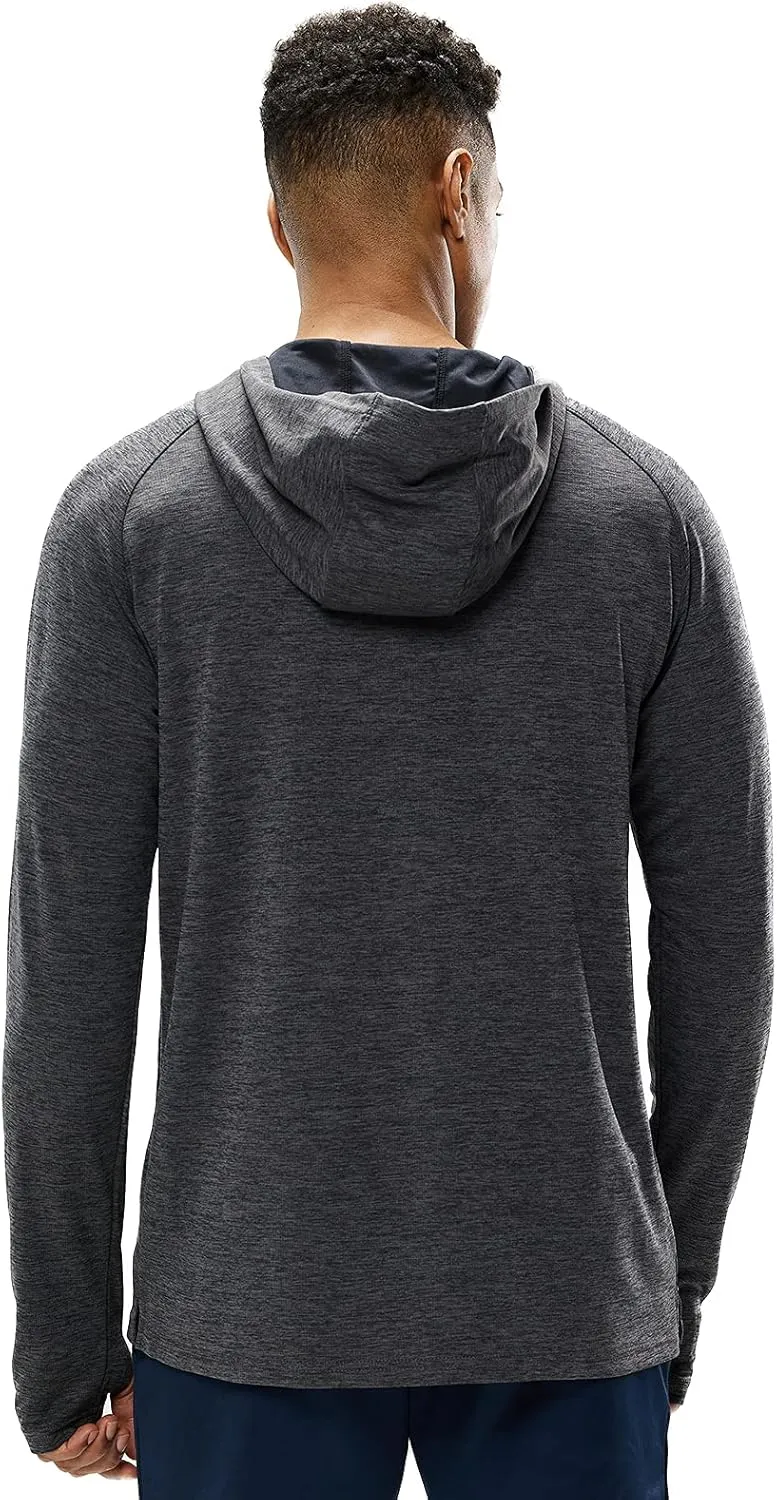 MIER Men's UPF 50  Sun Protection Hoodie Long Sleeve SPF Fishing Hiking Running Thumbhole Shirts Hooded Quick Dry Lightweight