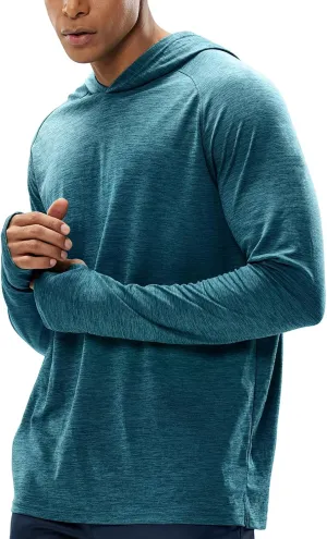 MIER Men's UPF 50  Sun Protection Hoodie Long Sleeve SPF Fishing Hiking Running Thumbhole Shirts Hooded Quick Dry Lightweight