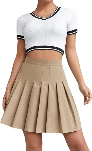 Milumia Women Pleated High Waisted Short Skirt Side Zipper A Line Tennis