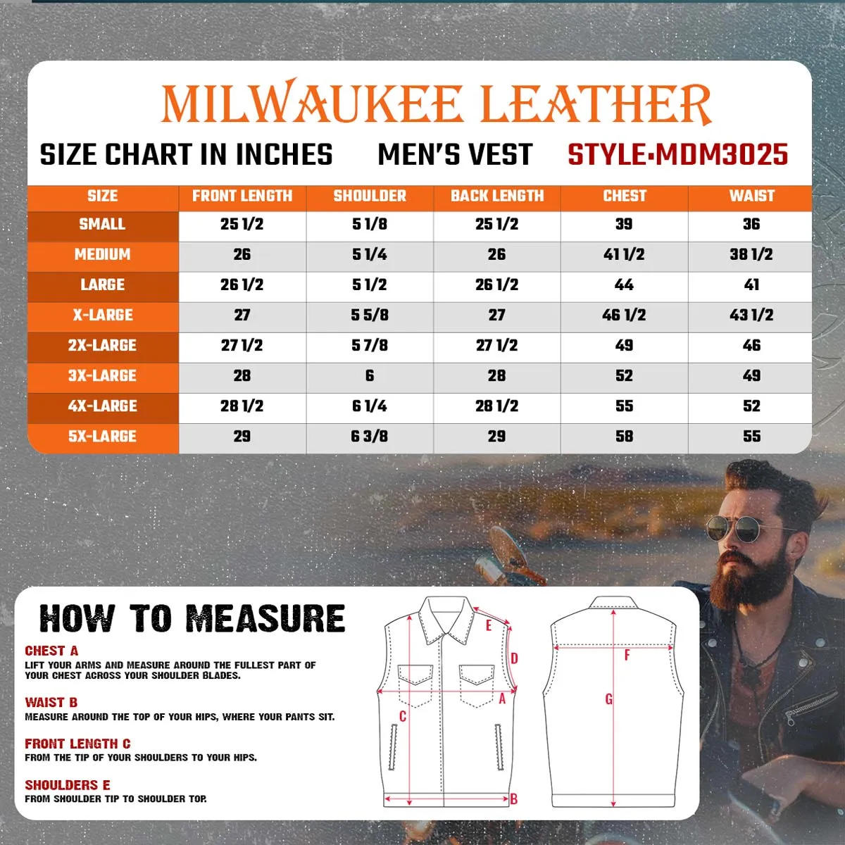 Milwaukee Leather MDM3025 Men’s Black Waxy Coated Denim Club Style Vest
