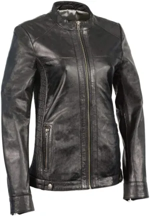 Milwaukee Leather SFL2855 Women's Black Zip Front Fashion Leather Jacket with Side Stretch Fitting