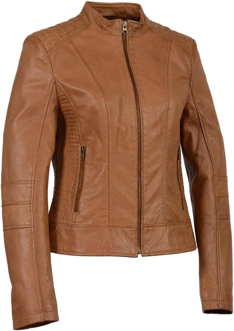 Milwaukee Leather Women's Zip Front Stand Up Collar Black Leather Jacket SFL2860