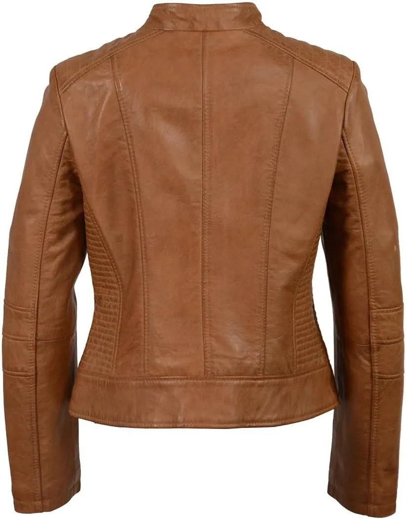 Milwaukee Leather Women's Zip Front Stand Up Collar Black Leather Jacket SFL2860