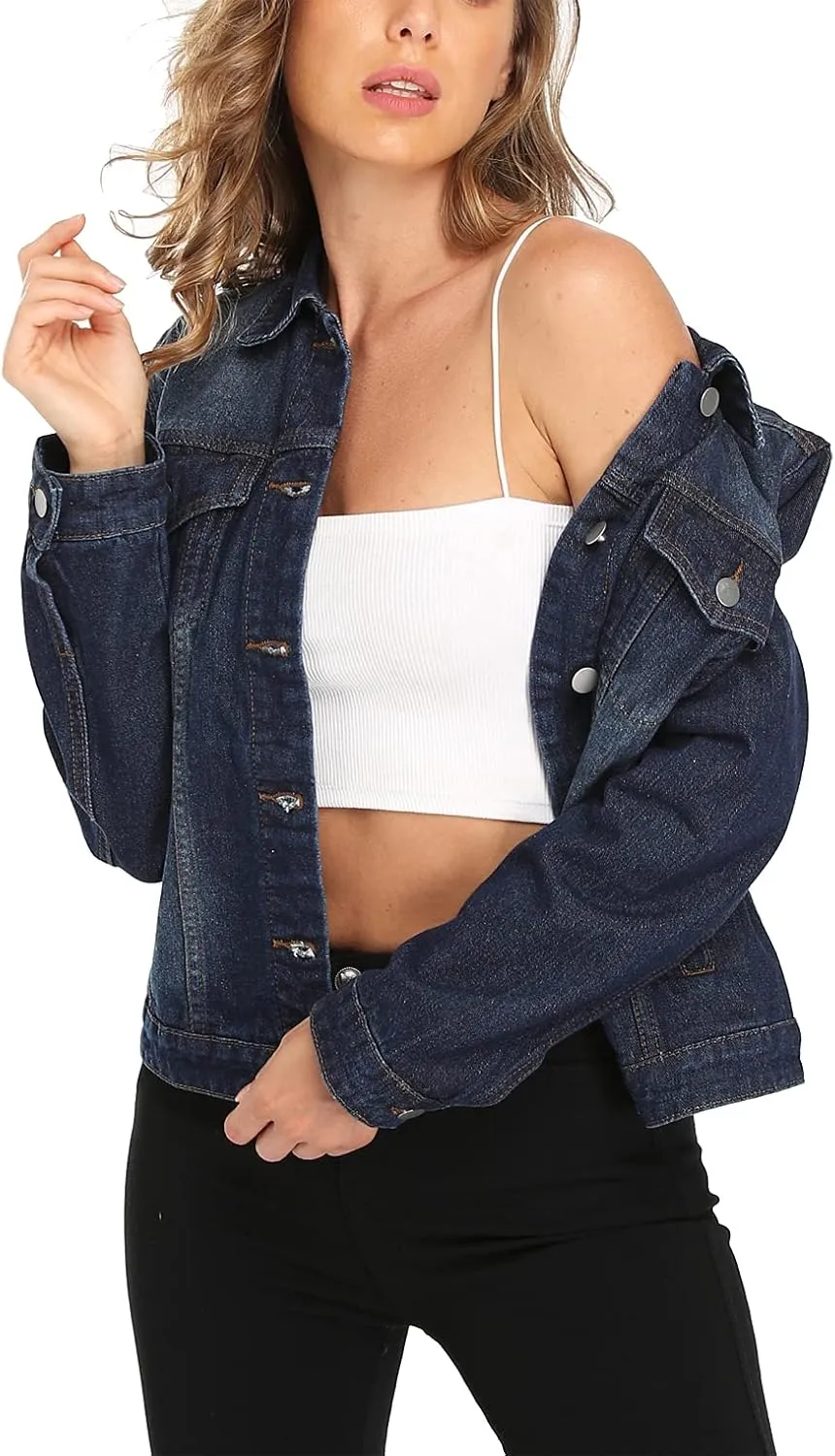 MISS MOLY Women's Denim Jackets Button Up Long Sleeve Basic Trendy Trucker Jackets