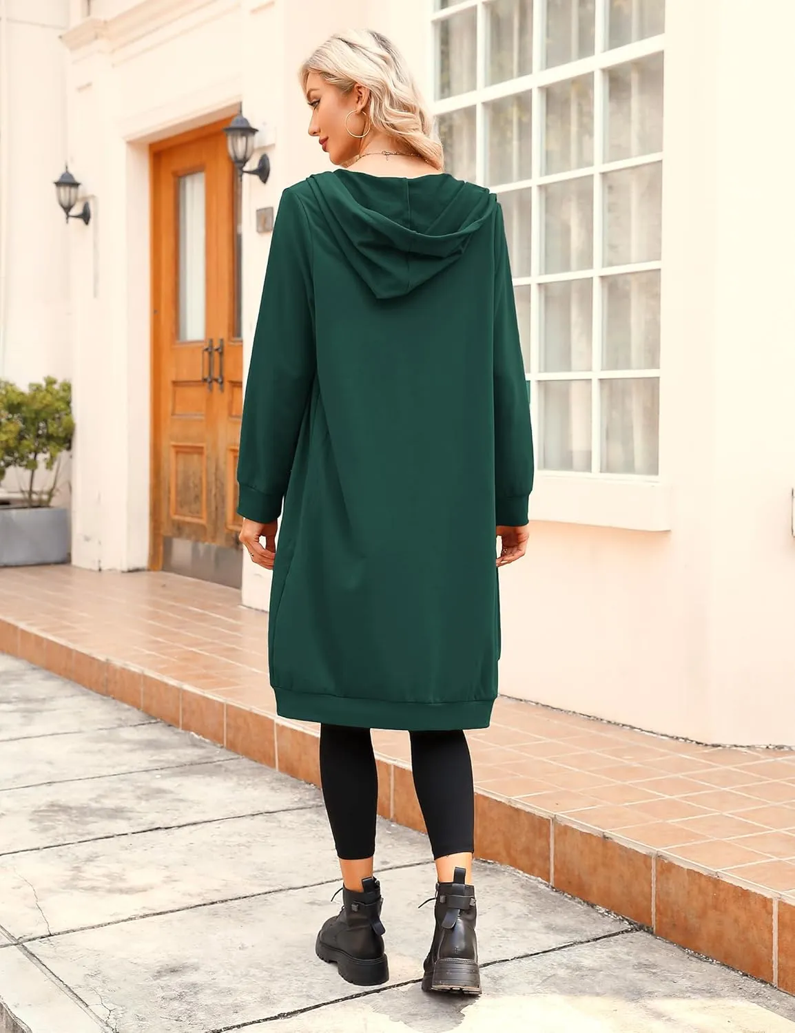 MISSKY Women's Casual Long Hoodies with Pockets Tunic Sweatshirt Outerwear Jacket