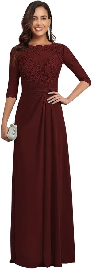 Mother of The Bride Dresses for Wedding Chiffon Lace Applique Floor Length Formal Evening Gowns