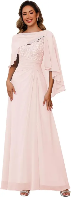 Mother of The Bride Dresses with Lace Appliqued Floor Length Wedding Dress Evening Dresses for Women 2024