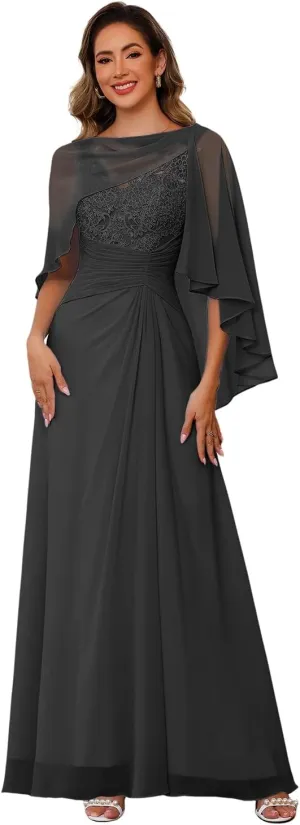 Mother of The Bride Dresses with Lace Appliqued Floor Length Wedding Dress Evening Dresses for Women 2024