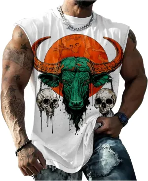 Muscle Shirts for Men Graphic Tank Top Summer Mens Sleeveless Shirts Quick Dry Cool 3D Design Bodybuilding Tee