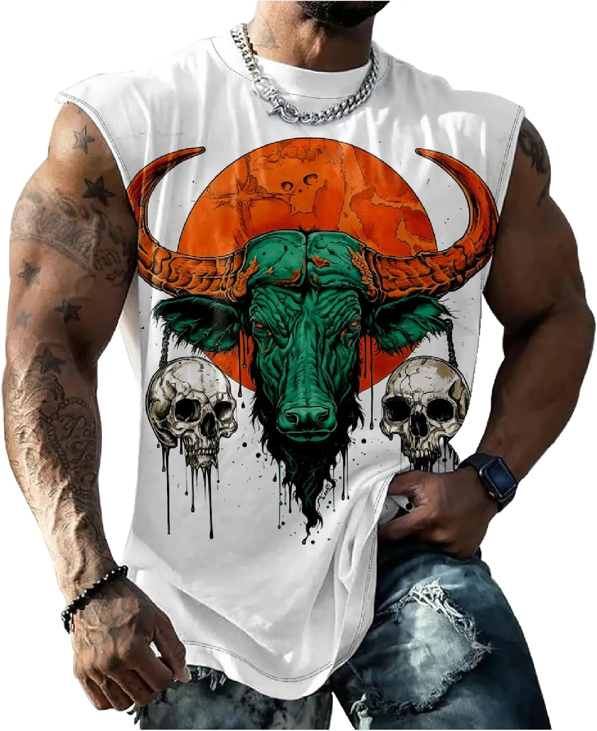 Muscle Shirts for Men Graphic Tank Top Summer Mens Sleeveless Shirts Quick Dry Cool 3D Design Bodybuilding Tee