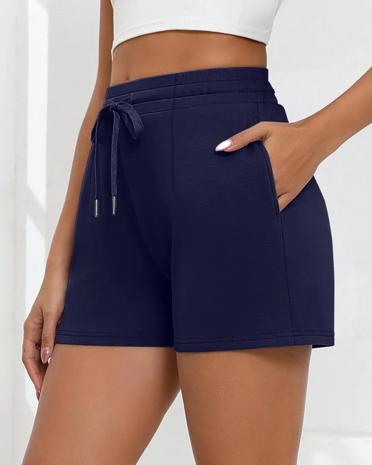 Neer 3 Pack Women's Lounge Shorts, Drawstring Workout Casual Summer Athletic Running Sweat Shorts with Pockets