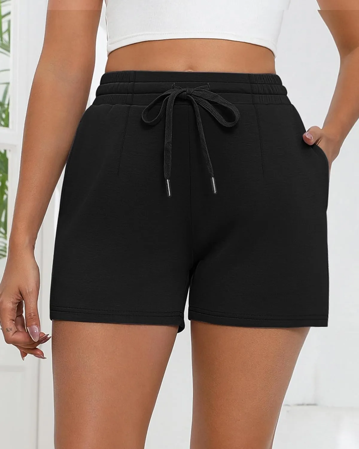 Neer 3 Pack Women's Lounge Shorts, Drawstring Workout Casual Summer Athletic Running Sweat Shorts with Pockets