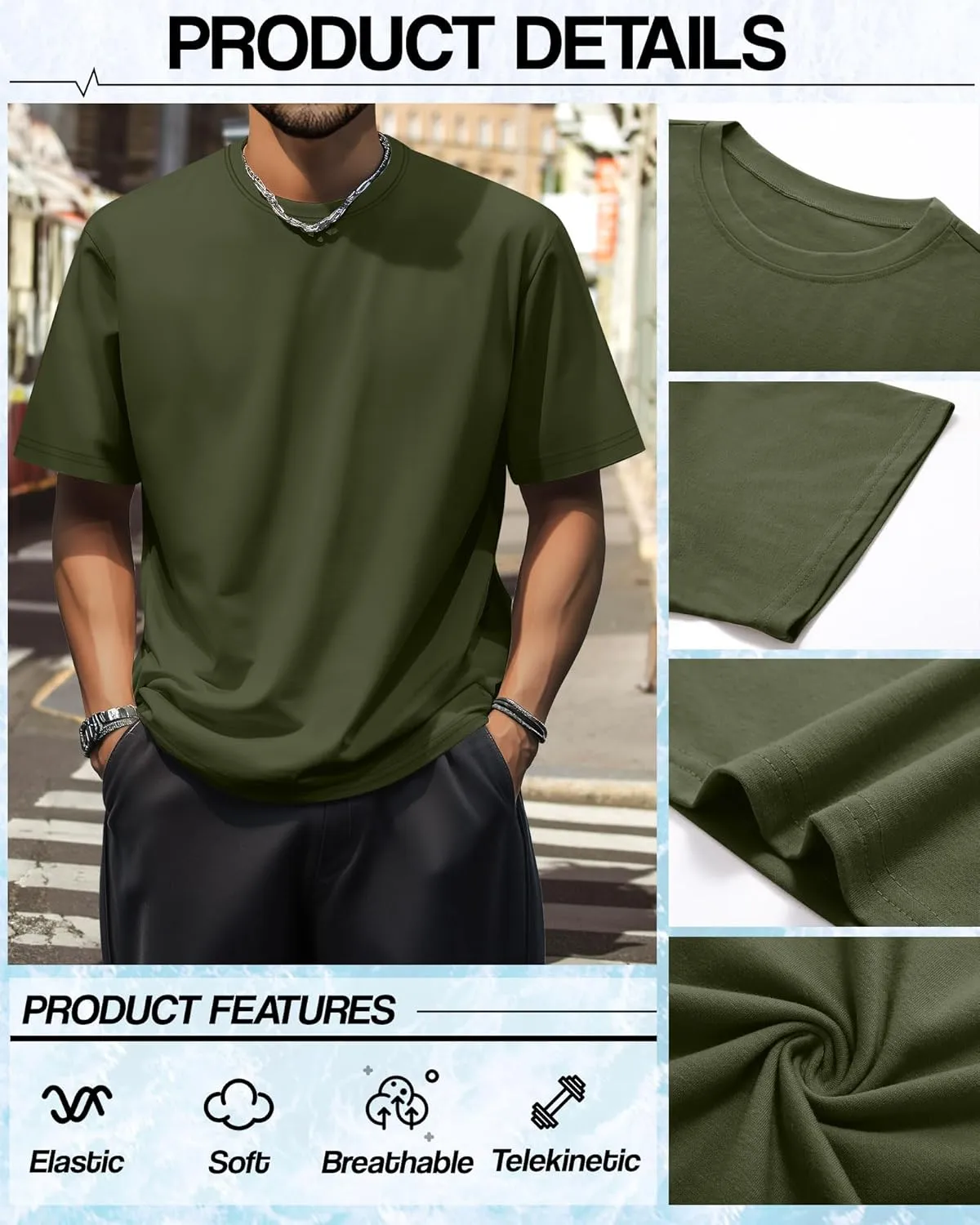 Neer 4 Pack Men's Big and Tall Shirts Summer Cotton Short Sleeve Tee Crew Neck Casual Top Basic Oversize T Shirts