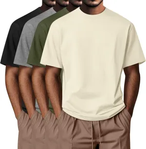 Neer 4 Pack Men's Big and Tall Shirts Summer Cotton Short Sleeve Tee Crew Neck Casual Top Basic Oversize T Shirts