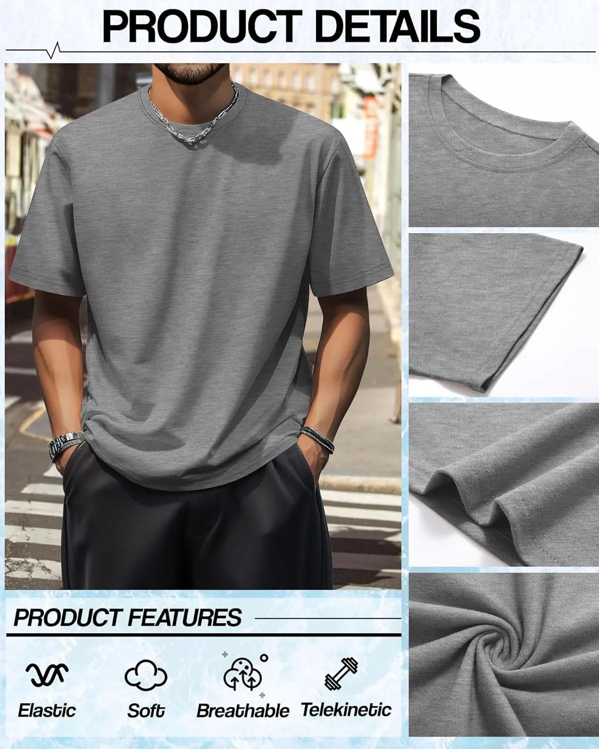 Neer 4 Pack Men's Big and Tall Shirts Summer Cotton Short Sleeve Tee Crew Neck Casual Top Basic Oversize T Shirts