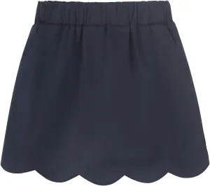 Noomelfish Girls Scalloped Uniform Skirts Stretch Cute School Skort with Pockets (5-12 Years)