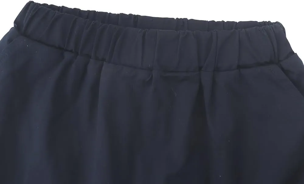 Noomelfish Girls Scalloped Uniform Skirts Stretch Cute School Skort with Pockets (5-12 Years)