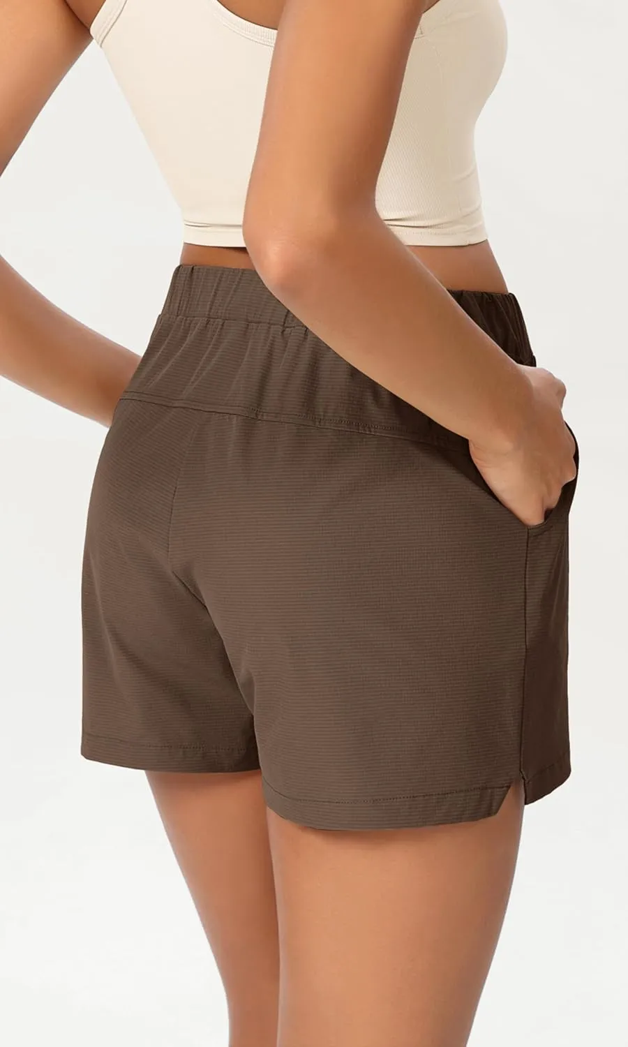 ODODOS Stretch Woven Relaxed Shorts for Women Elastic High Waist Summer Lightweight Casual Shorts with Pockets