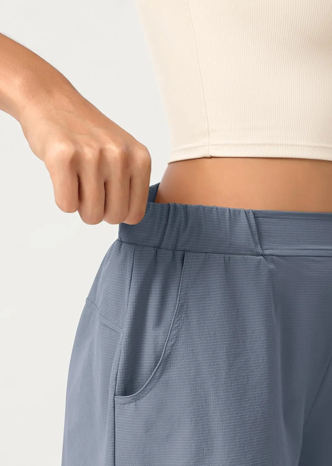 ODODOS Stretch Woven Relaxed Shorts for Women Elastic High Waist Summer Lightweight Casual Shorts with Pockets