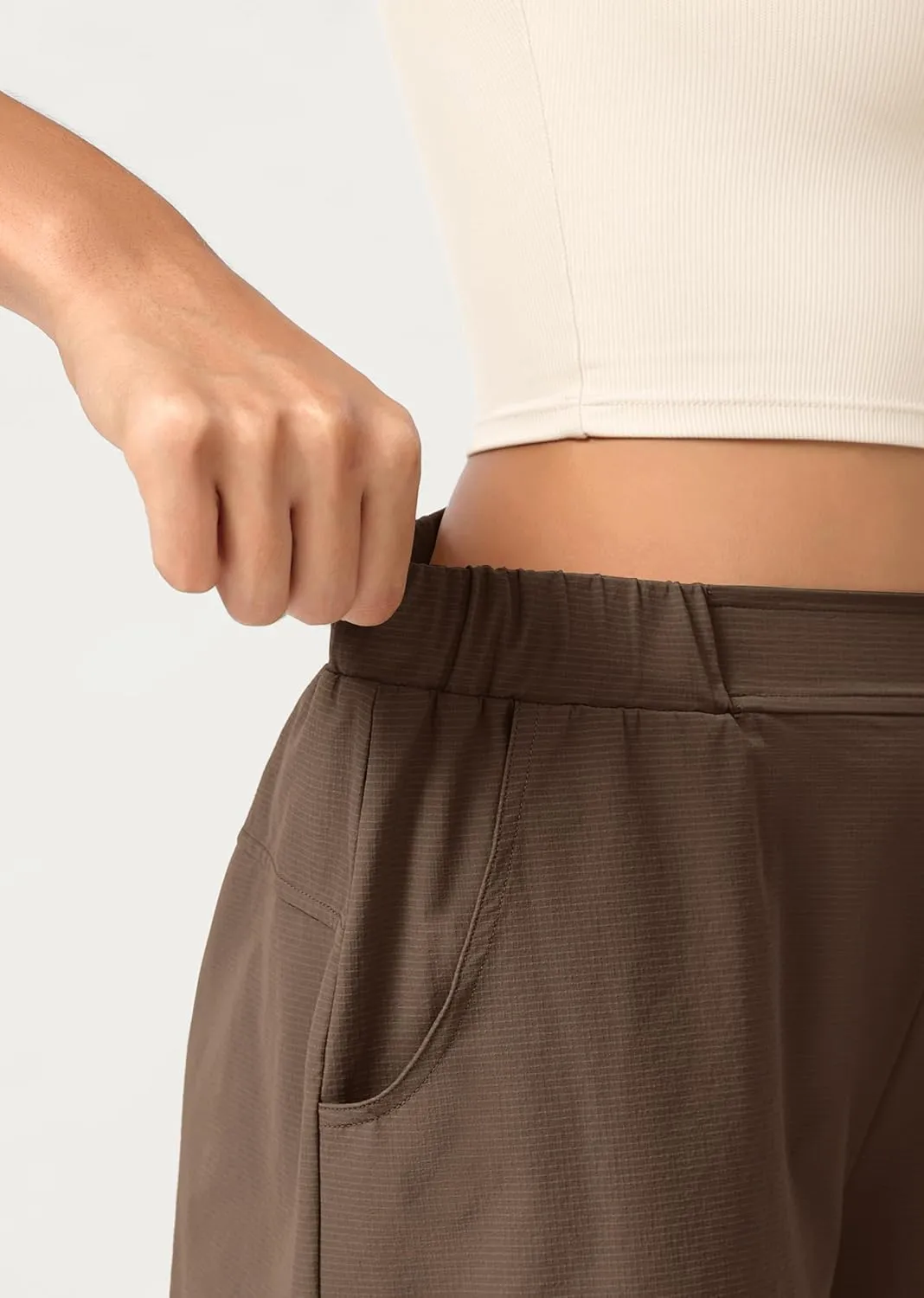 ODODOS Stretch Woven Relaxed Shorts for Women Elastic High Waist Summer Lightweight Casual Shorts with Pockets