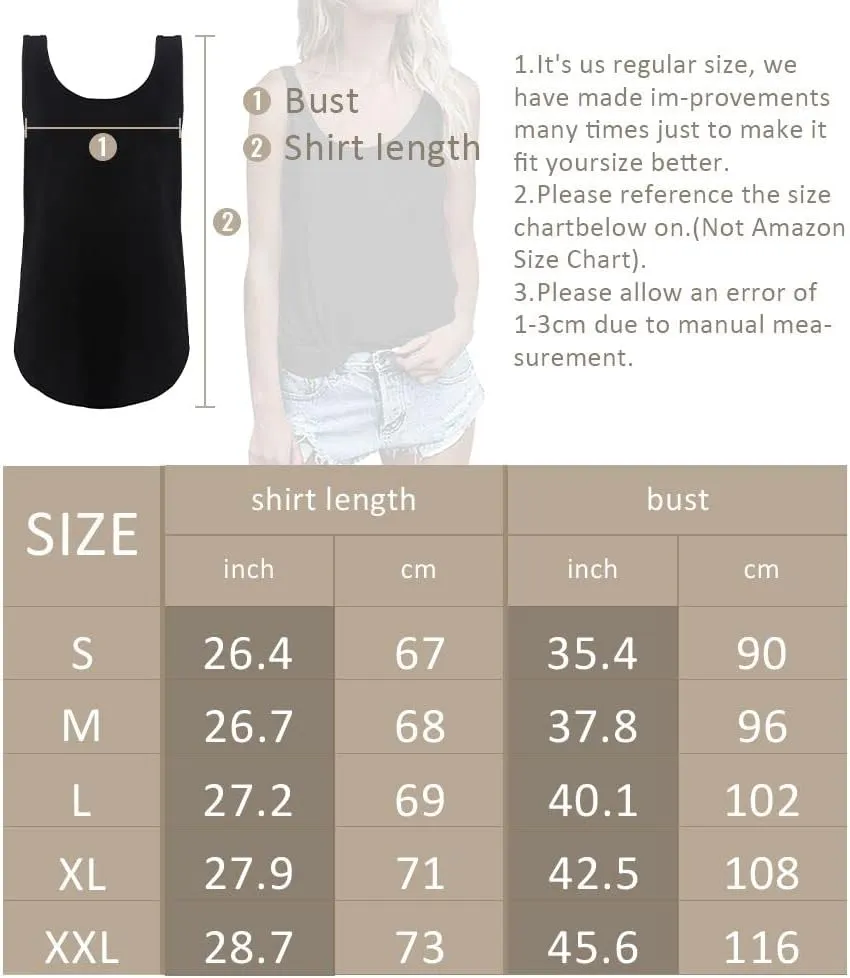 OMSJ Women Shirts Sleeveless Summer Tunic Loose Fit Tank Tops