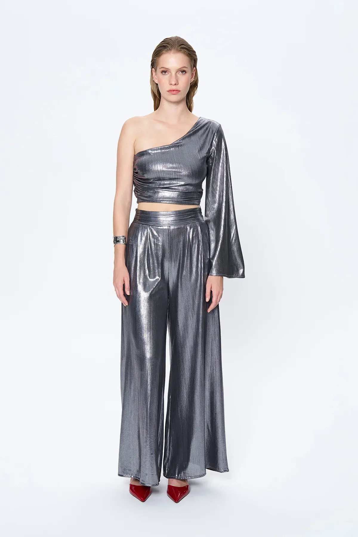 Phoebe Metallic Wide Leg Pants