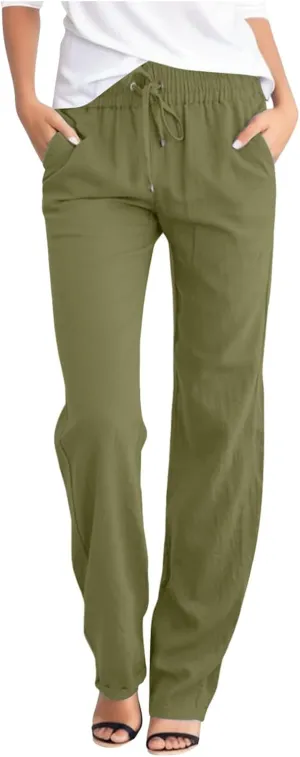 Pleated Wide Leg Pants Plus Size Cargo Pants for Women Linen Pants Women Straight Leg Elastic Waist Baggy Stretchy Summer Trousers for Women Trouser Leopard Fall Outlet Womens Biker Shorts