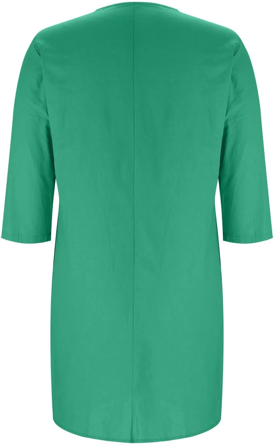 Plus Size Dresses for Curvy Women Casual V Neck 3/4 Sleeve Midi Dress Loose Fit Side Slit T-Shirt Dress with Buttons