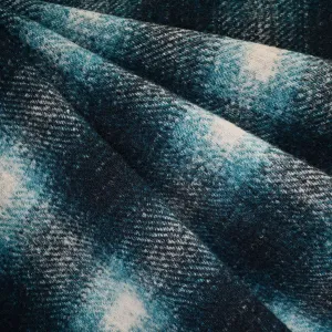 Plush Shadow Plaid Sweater Knit Coating Teal/Black