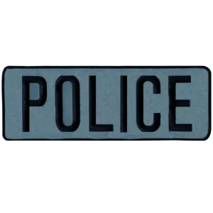 Police Back Patch 11X4" Reflective - Sew On Backing | Black/Reflective Grey,