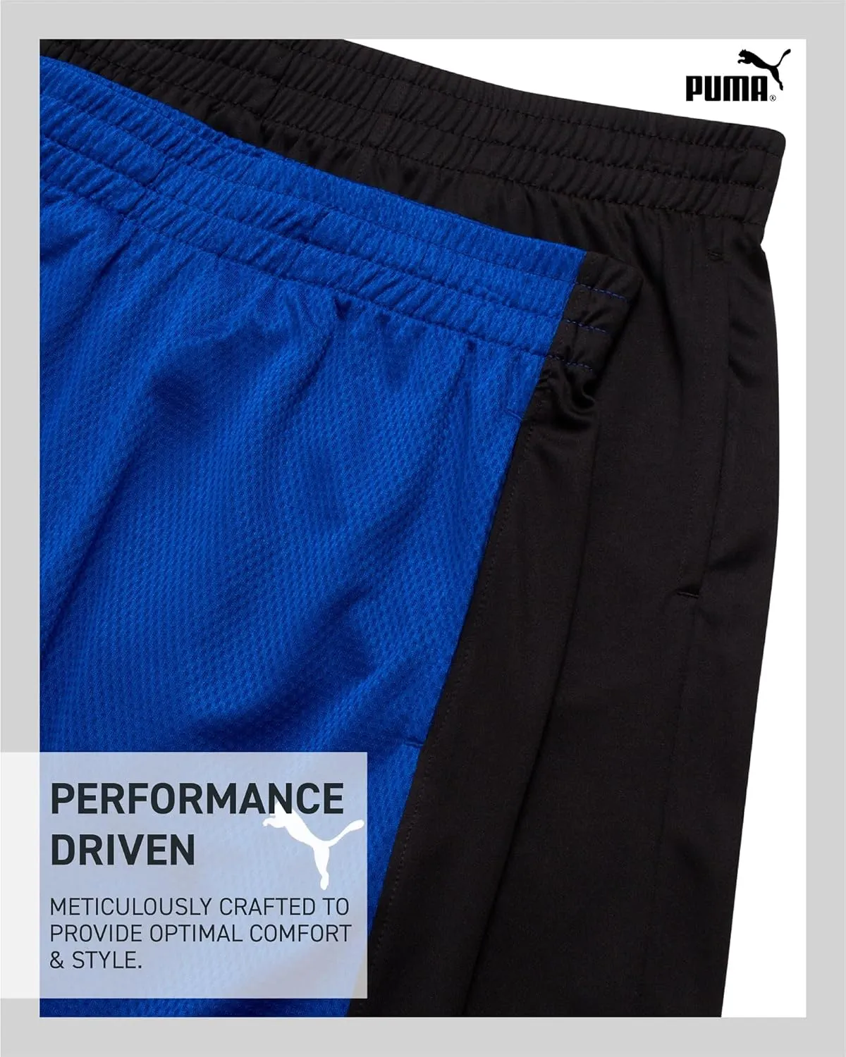 PUMA Boys Athletic Shorts - 2 Pack Active Performance Mesh Basketball Shorts for Boys (Sizes: 4-20)