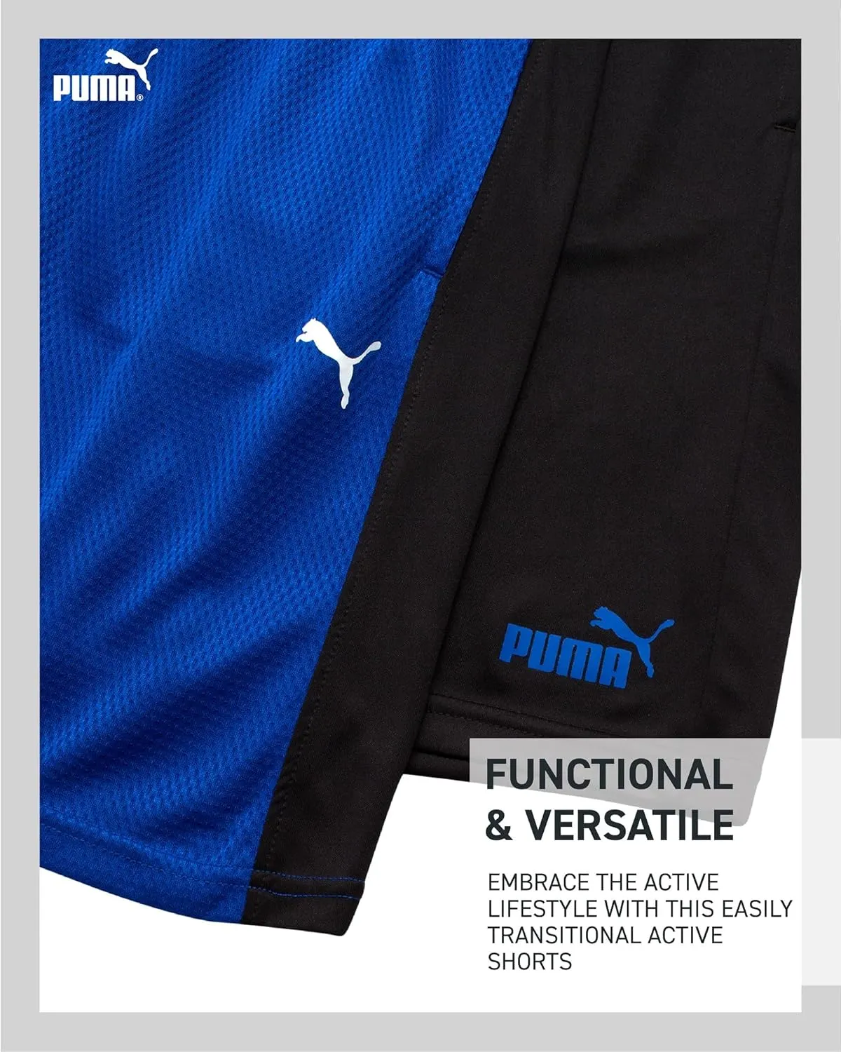 PUMA Boys Athletic Shorts - 2 Pack Active Performance Mesh Basketball Shorts for Boys (Sizes: 4-20)