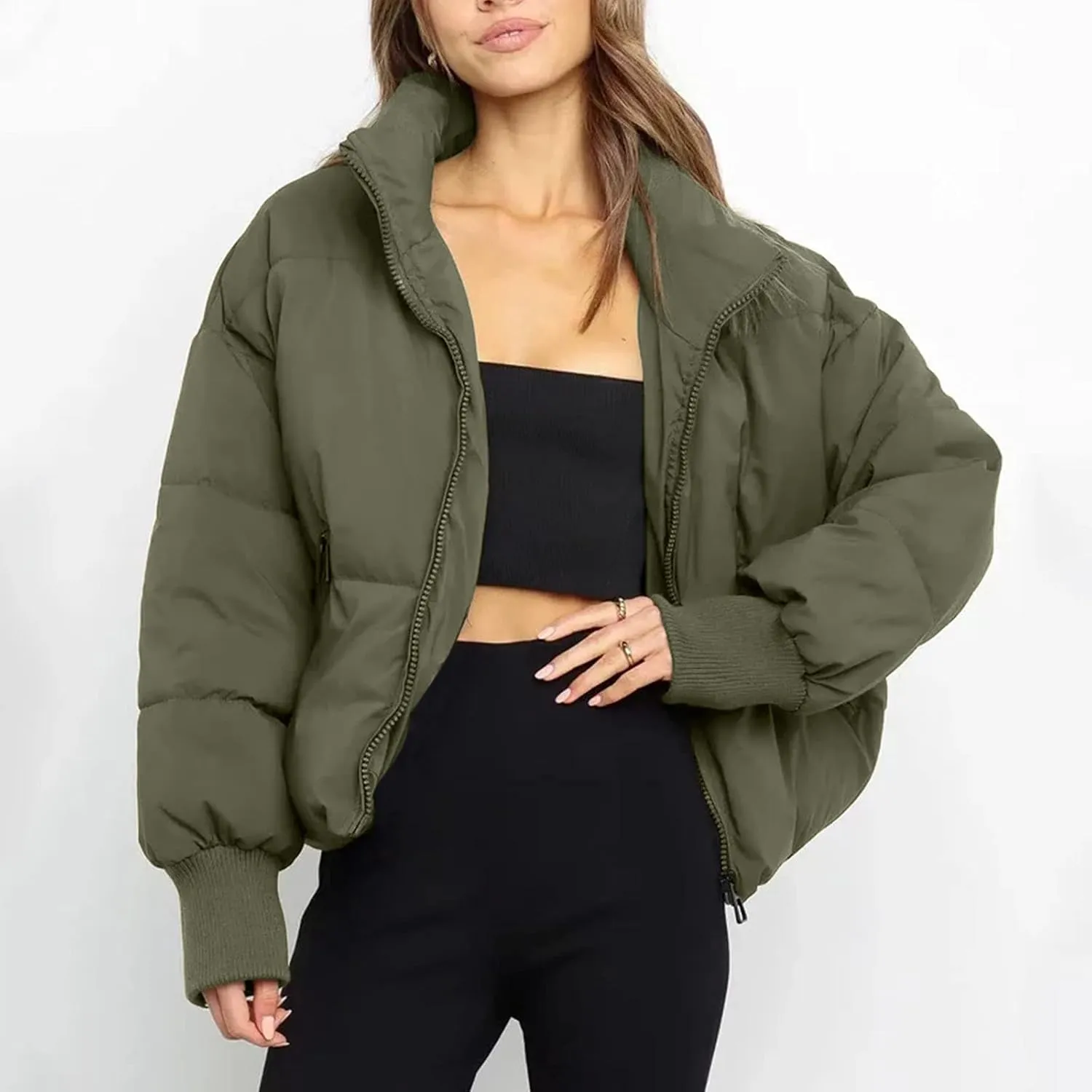 Quilted Puffer Coat Windbreaker Jackets for Women Thicken Fleece Jacket Padded Jacket Winter Coat 2024 Fashion Zip Up