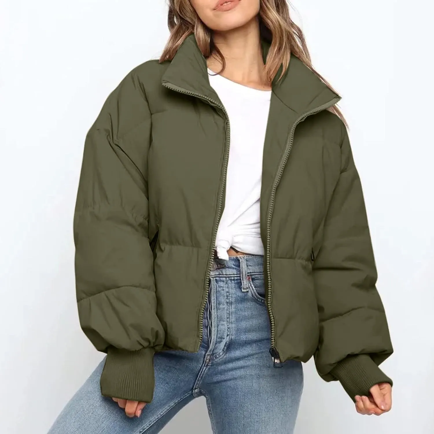 Quilted Puffer Coat Windbreaker Jackets for Women Thicken Fleece Jacket Padded Jacket Winter Coat 2024 Fashion Zip Up