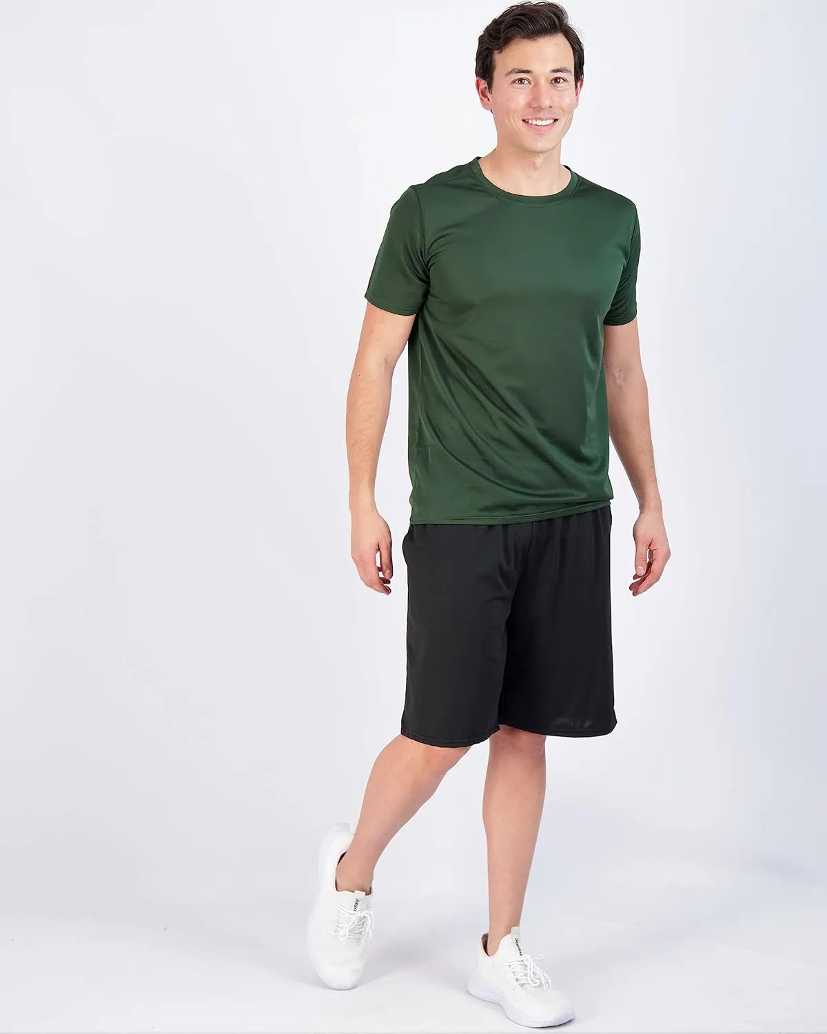 Real Essentials 5 Pack Mens Active Quick Dry Mesh Crew Neck T Shirts | Athletic Short Sleeve Tee (Available in Big & Tall)
