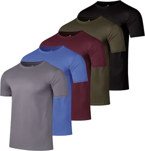 Real Essentials 5 Pack Mens Active Quick Dry Mesh Crew Neck T Shirts | Athletic Short Sleeve Tee (Available in Big & Tall)