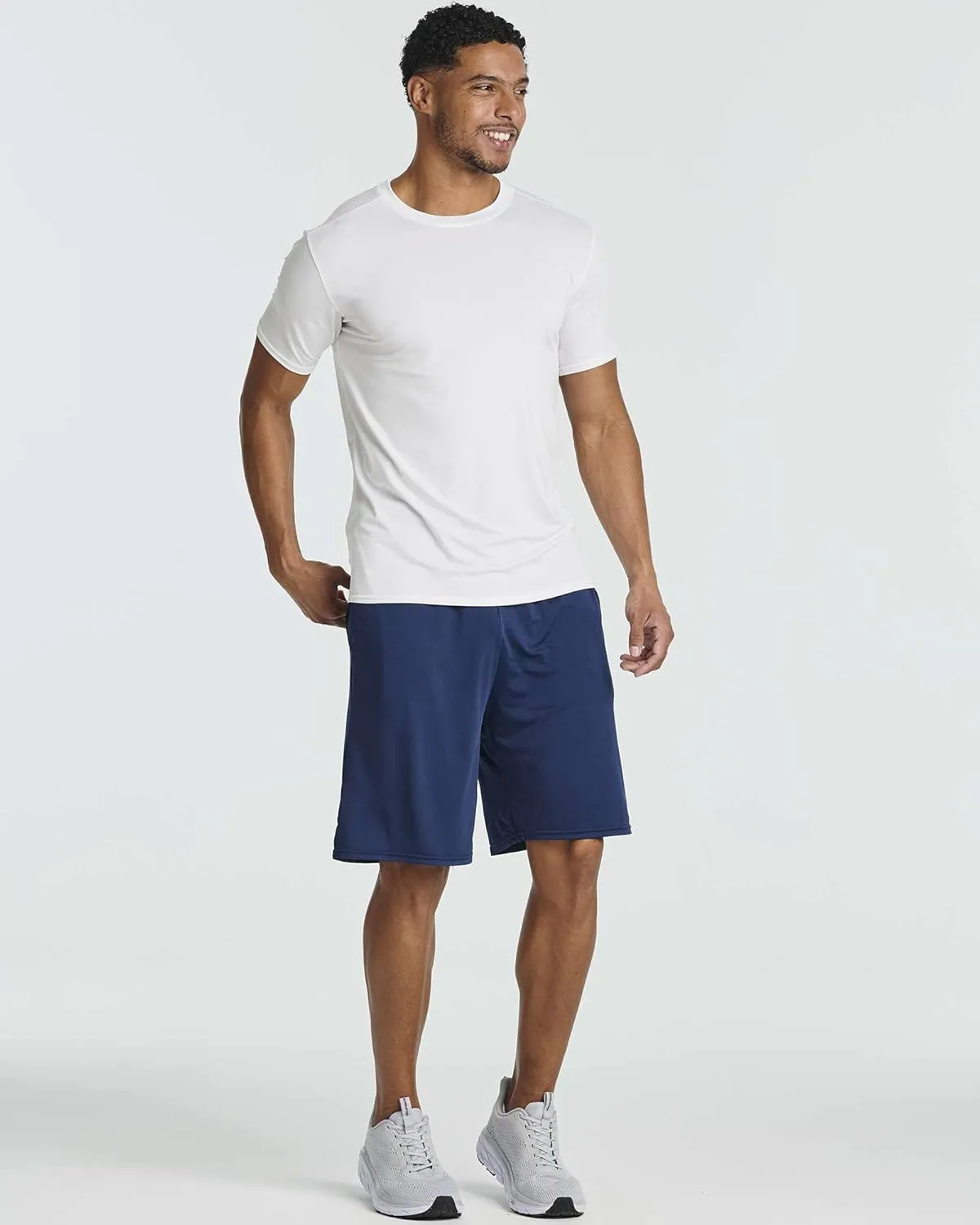 Real Essentials 5 Pack: Mens Short Sleeve Dry Fit Active Crew Neck T Shirt - Athletic Running Gym Workout Tee Tops