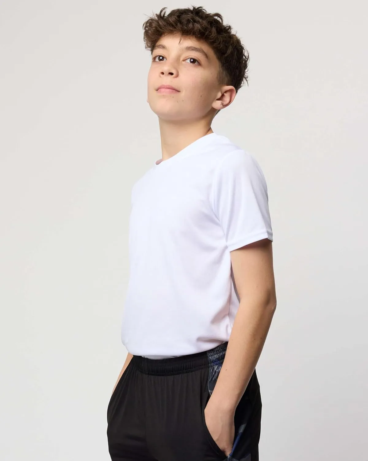 Real Essentials 5 Pack: Youth Mesh Moisture Wicking Active Athletic Performance Short-Sleeve T-Shirt Boys & Girls