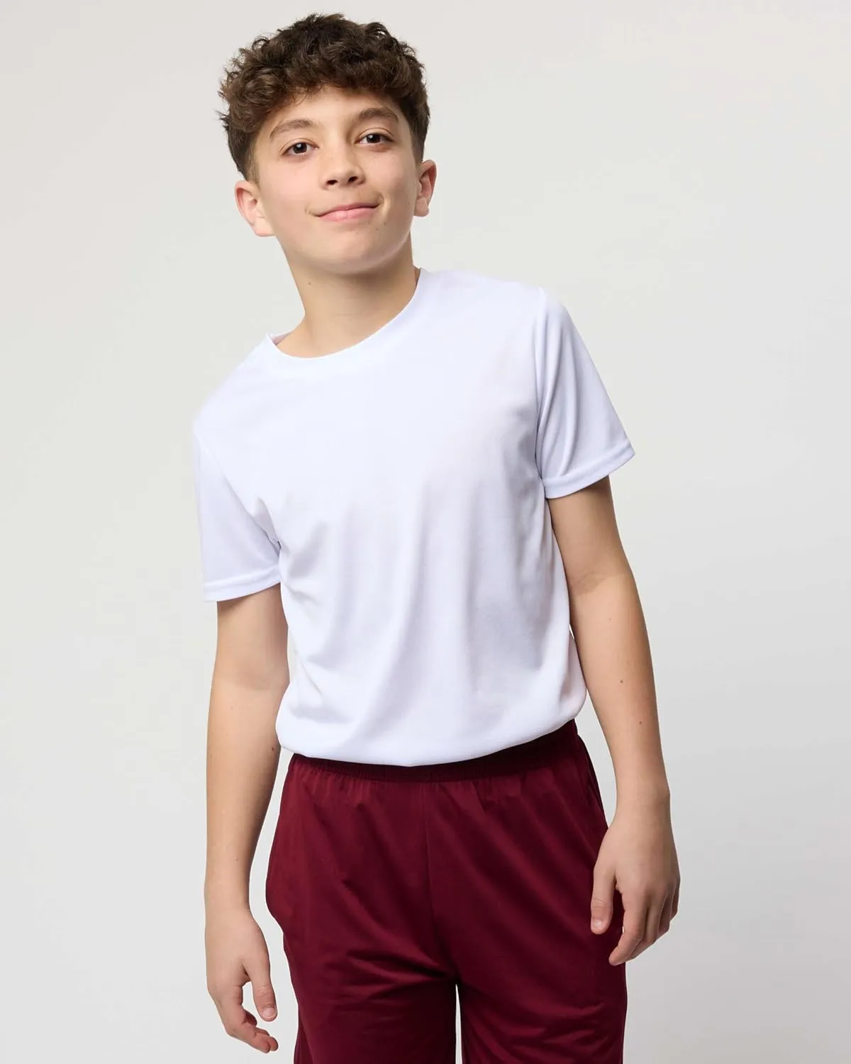 Real Essentials 5 Pack: Youth Mesh Moisture Wicking Active Athletic Performance Short-Sleeve T-Shirt Boys & Girls