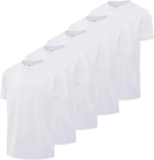 Real Essentials 5 Pack: Youth Mesh Moisture Wicking Active Athletic Performance Short-Sleeve T-Shirt Boys & Girls