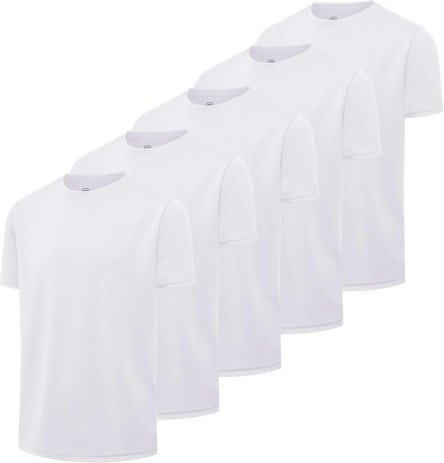 Real Essentials 5 Pack: Youth Mesh Moisture Wicking Active Athletic Performance Short-Sleeve T-Shirt Boys & Girls