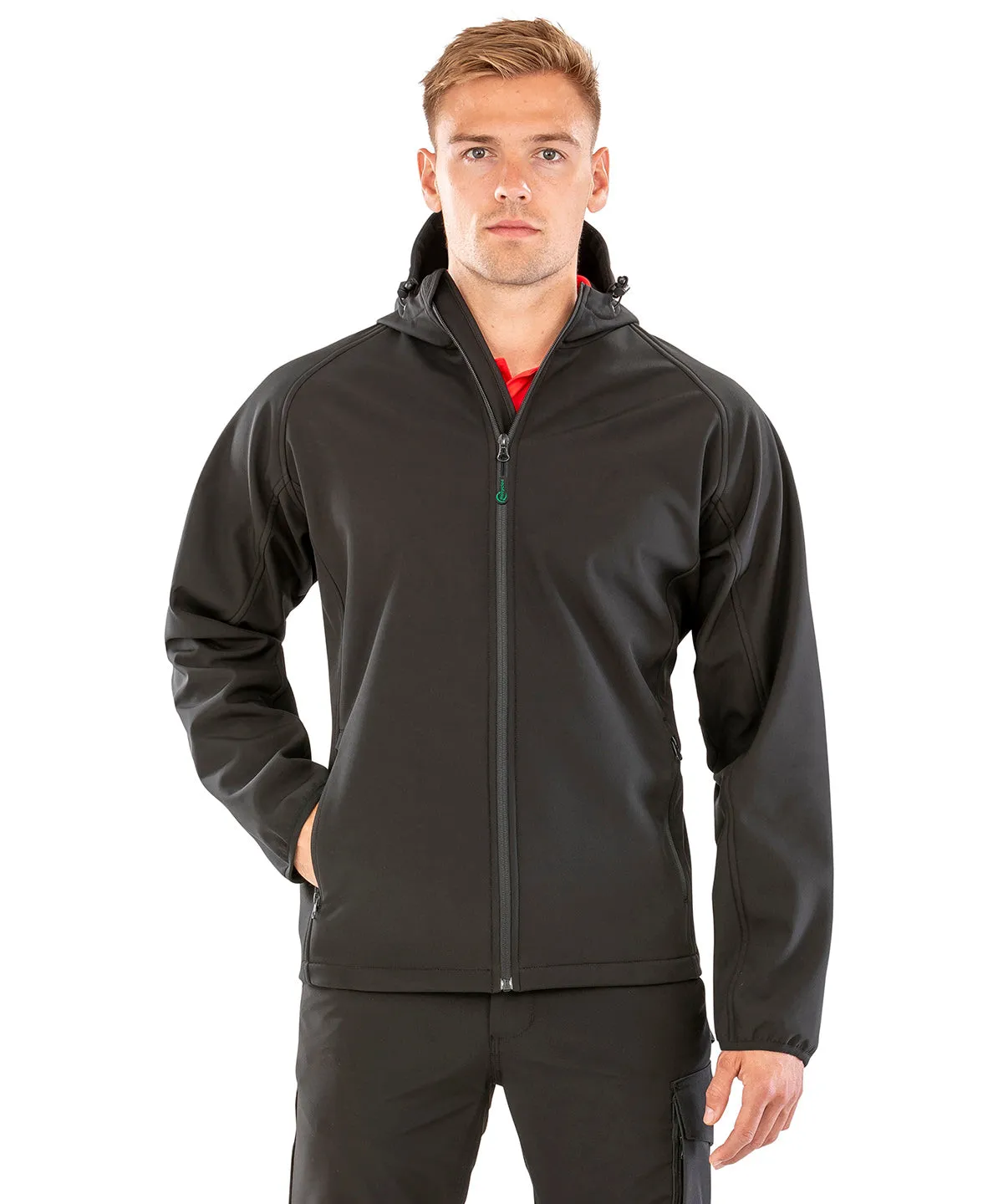 Recycled 3-layer printable hooded softshell | Black
