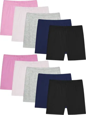 Resinta 10 Pack Girls Bike Shorts Cartwheel Under Dress Dance Shorts for Toddler Girls Kids Multicolor