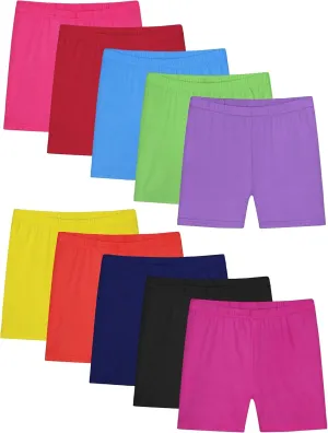 Resinta 10 Pack Girls Bike Shorts Cartwheel Under Dress Dance Shorts for Toddler Girls Kids Multicolor